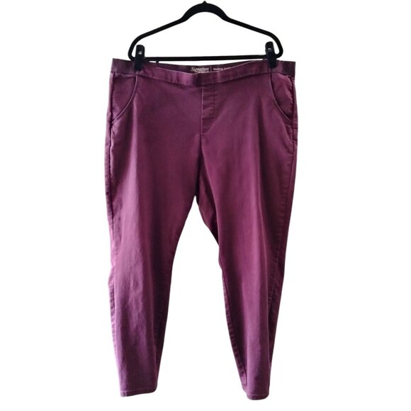 Signature By Levi Strauss & Co Modern Jegging Size 22 Wine Red Stretch Pants - Picture 2 of 11